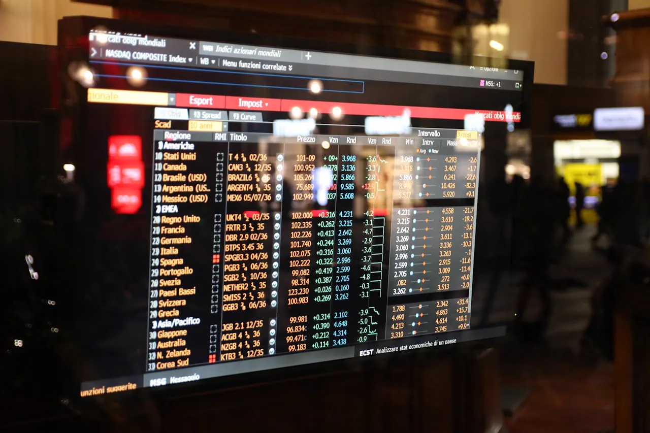 Stock and financial chart visualization on screens